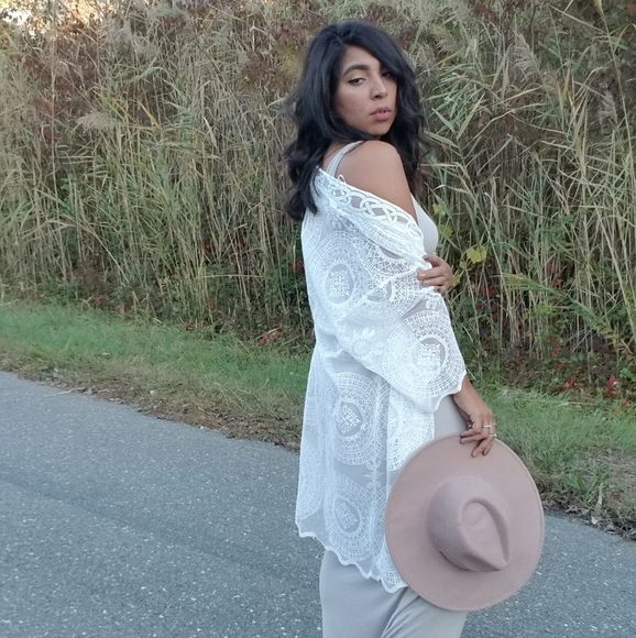 CON CALMA WHITE EMBROIDERED KIMONO CARDIGAN - Picture 4 of 10